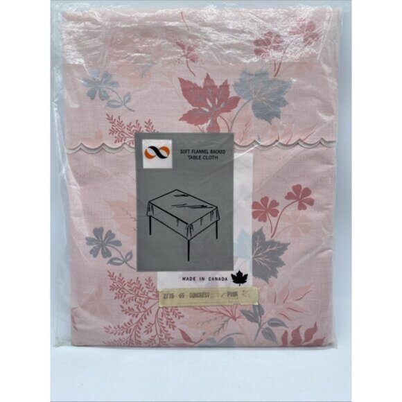 Vintage Soft Flannel Backed Vinyl Table Cloth Pink Scalloped Edges 52 X 52 Rare - Picture 13 of 13